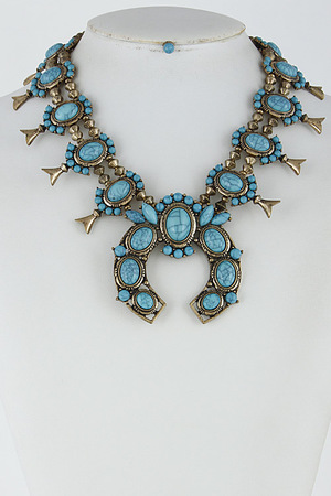Aztec Inspired Necklace with Western Stones Details 6HAH5